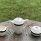 Coffee maker, milk jug and sugar bowl, Lumière, Digoin and Sarreguemines models