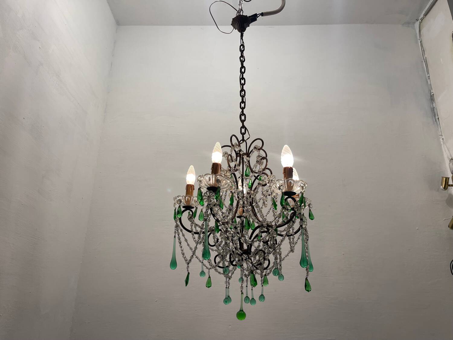 Green Murano Macaroni Chandelier 1950’s
