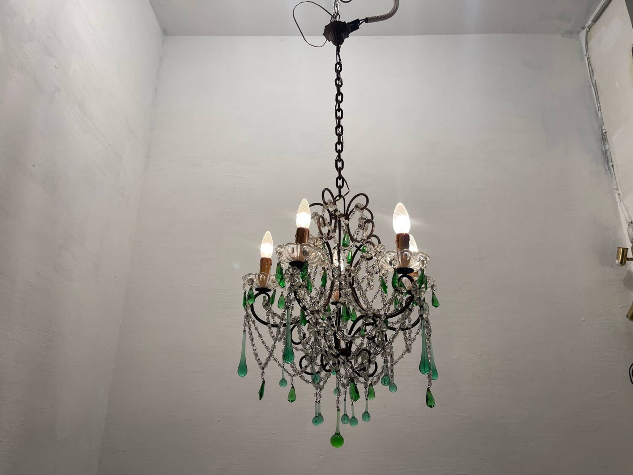 Green Murano Macaroni Chandelier 1950’s