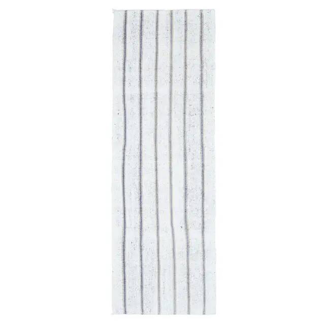 Vintage Turkish Hand-Knotted Wool Cotton White Kilim Runner Rug 76x239