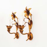 Pair of Vintage Gilt Flower Scones by Hans Kögl