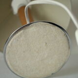 Table lamp chrome foot and vintage wood