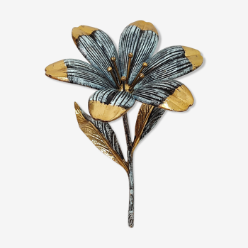 Painted metal flower ashtray. France 1960s