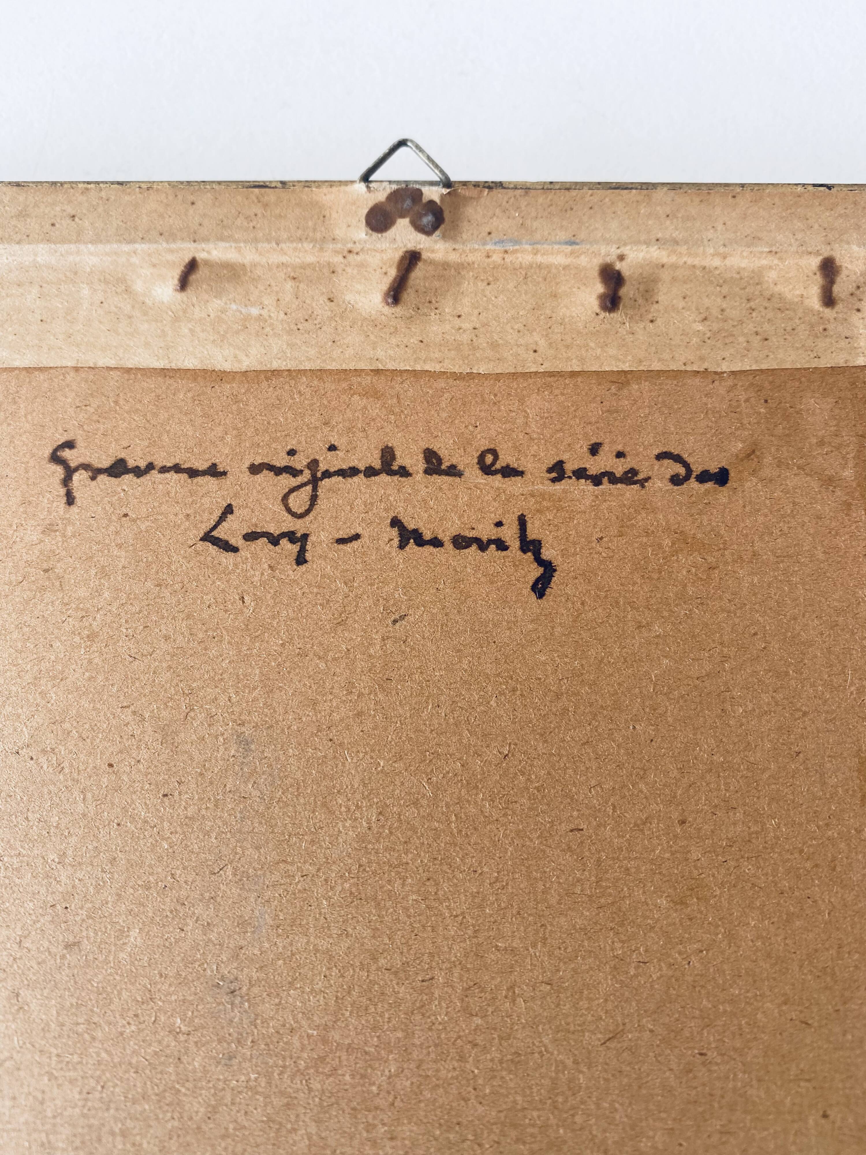 Framed antique engraving, harvest scene