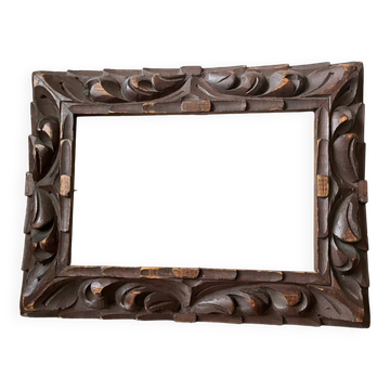 Cadre antique sculpté à la main en bois massif 30 cm x 22,5 cm