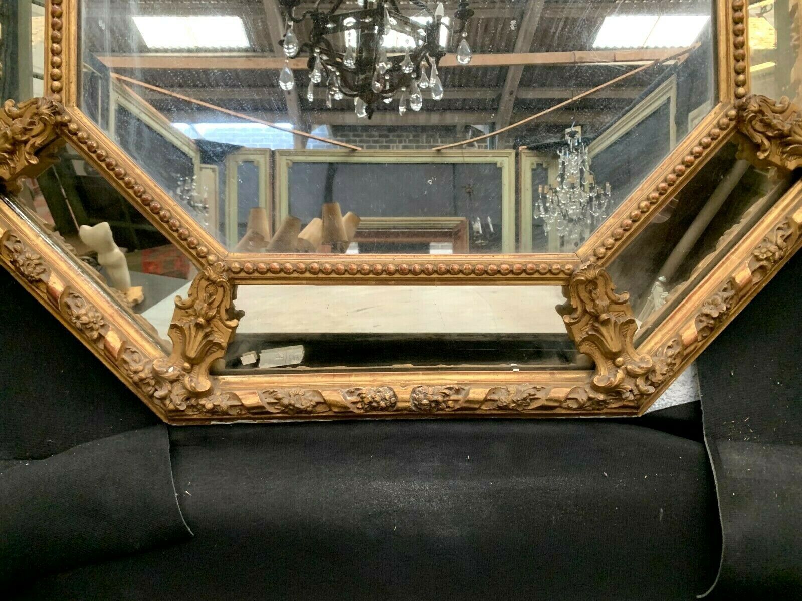 Mirror has wooden closed and gilded stucco  Napoleon III 19th century