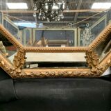 Miroir a pare closes en bois et stuc doré Napoléon III XIX siècle