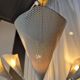 Elegant Chandelier with Six Arms, Perforated Metal Shade, Midcentury Modern