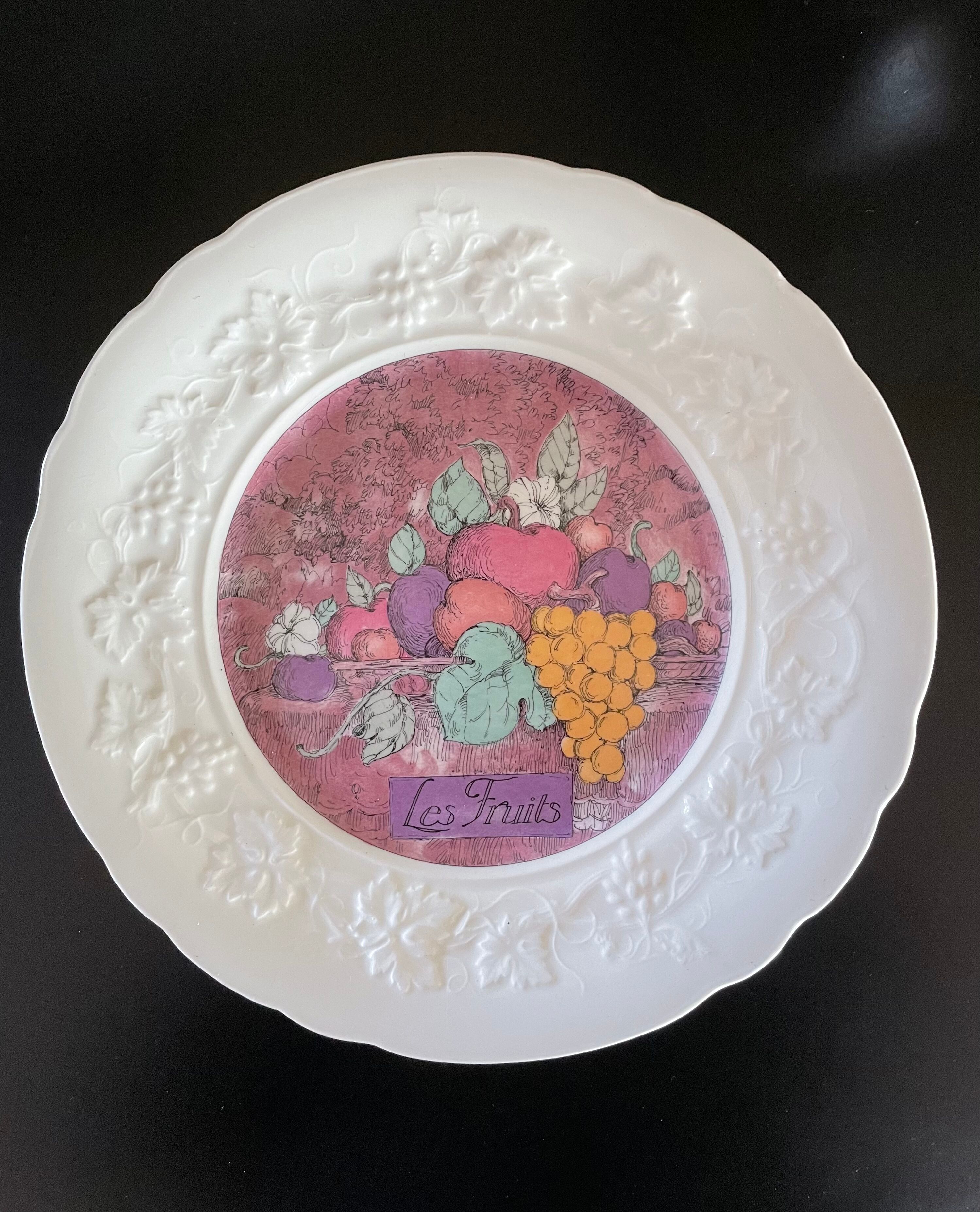 Set of 6 dessert plates Les Délices by Marie-Pierre Boitard - Faïence GIEN