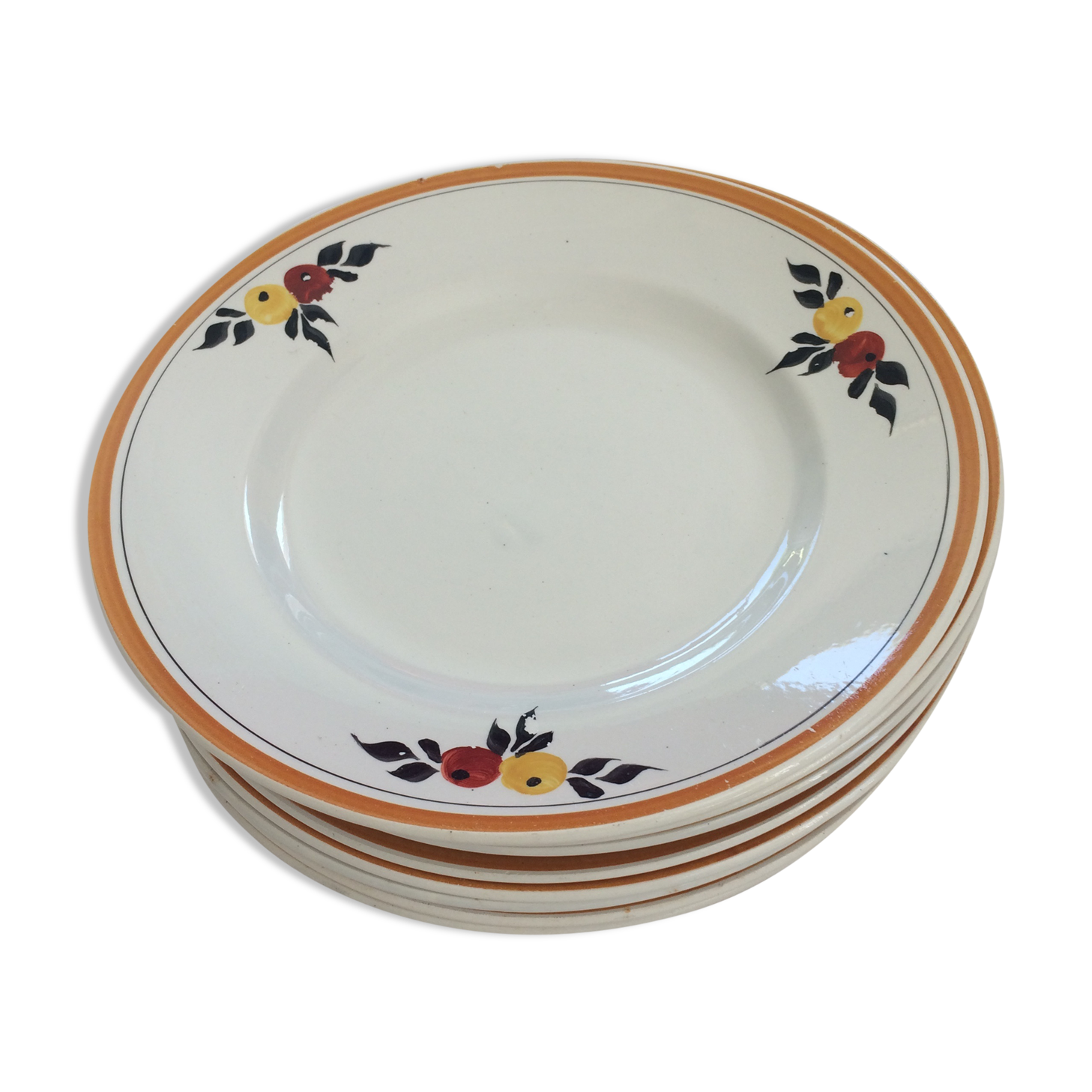 8 dinner plates of the 1960s, painted hand