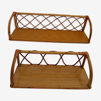 Pair of bamboo shelves