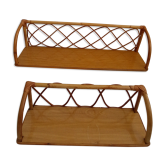 Pair of bamboo shelves