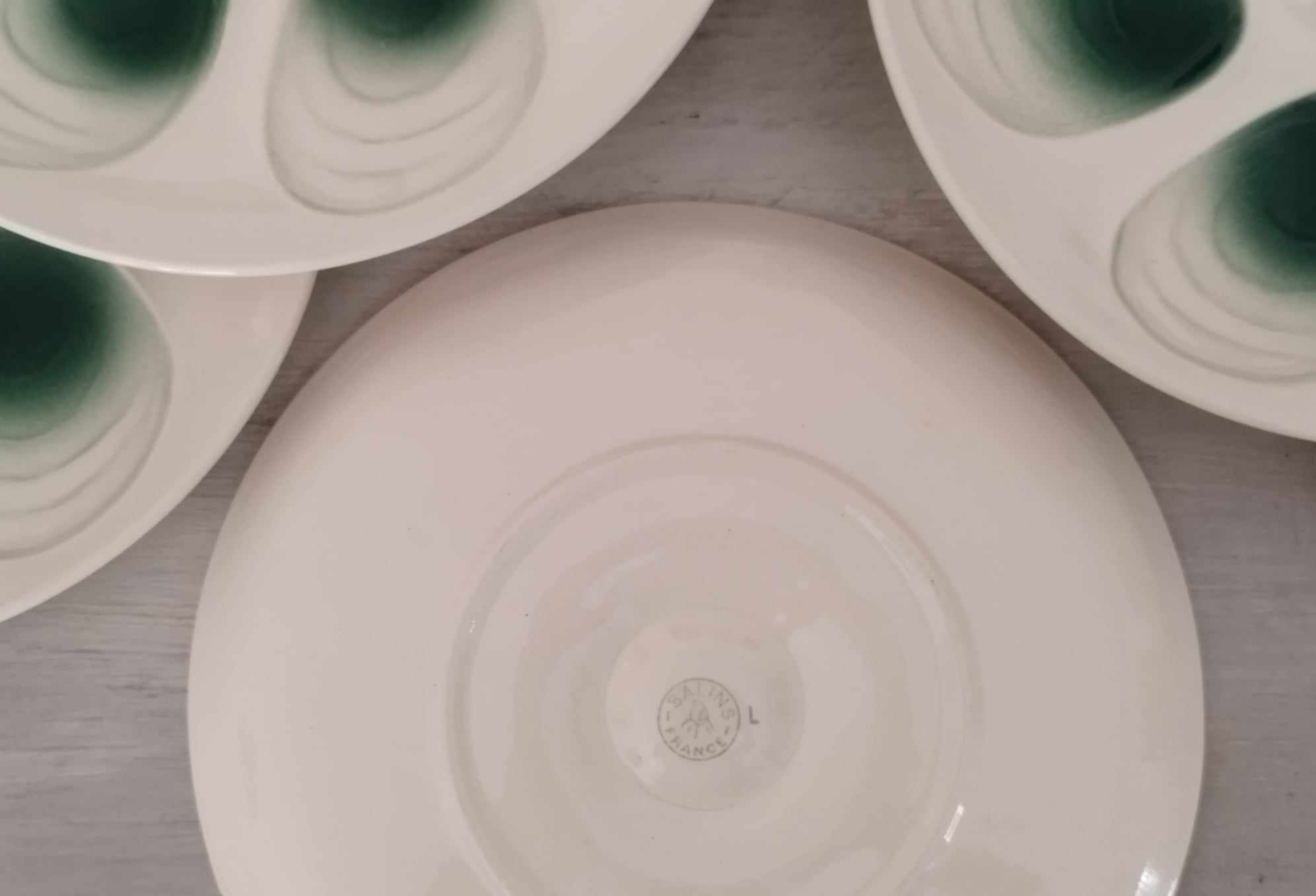 Plates Oysters Shellfish Seafood Earthenware Salins Vintage