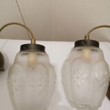 Pair of glass hanging lamps