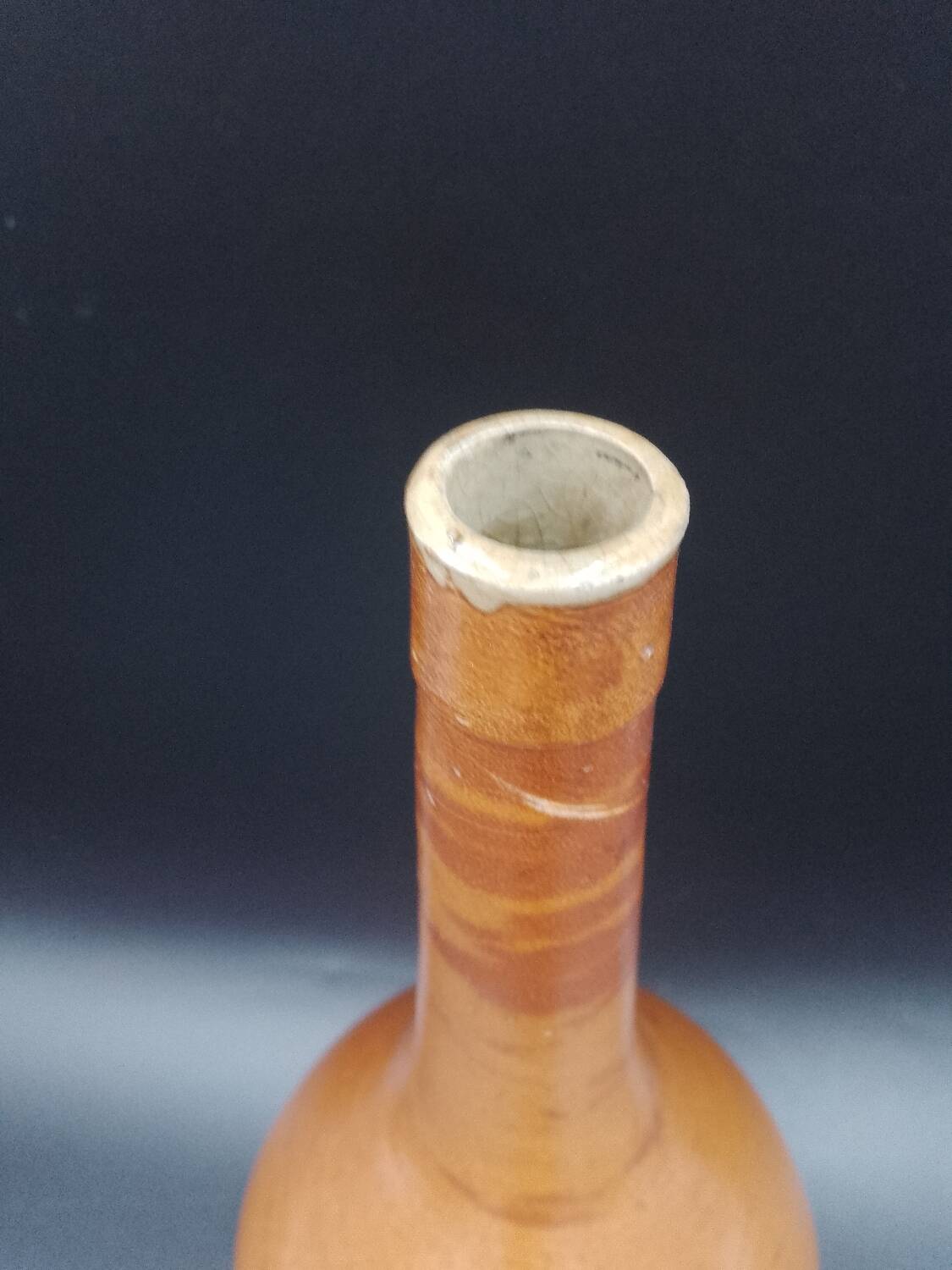 Antique glazed stoneware bottle signed EUG. VINCENT & Cie in Lyon