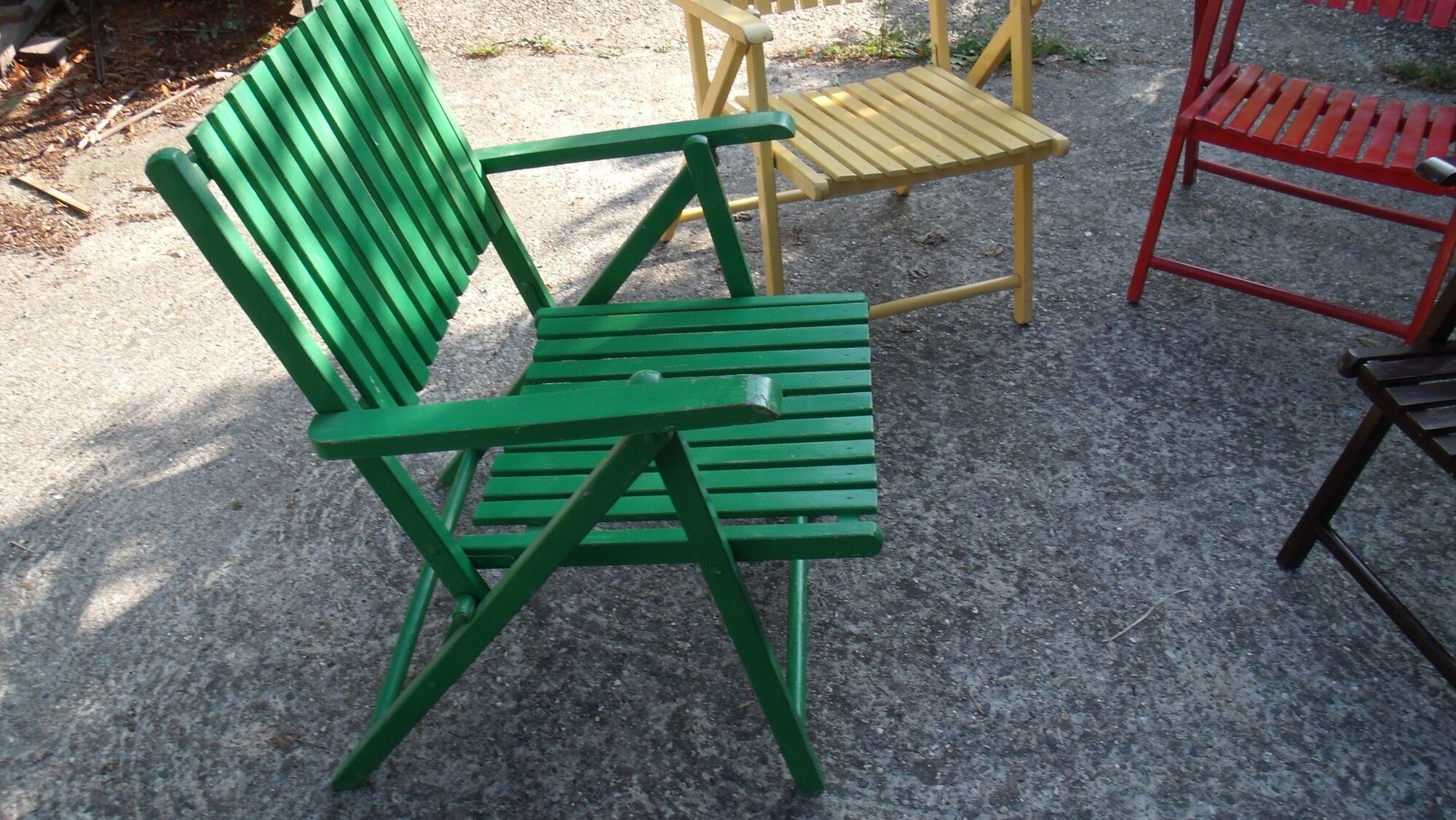 Lot de 4 fauteuils de jardin pliants en bois multicolore