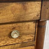 19th-century Empire commode in walnut with a grey St Anne marble top.
