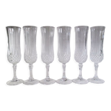 6 champagne flutes in Arques crystal