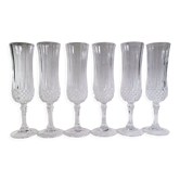 6 champagne flutes in Arques crystal
