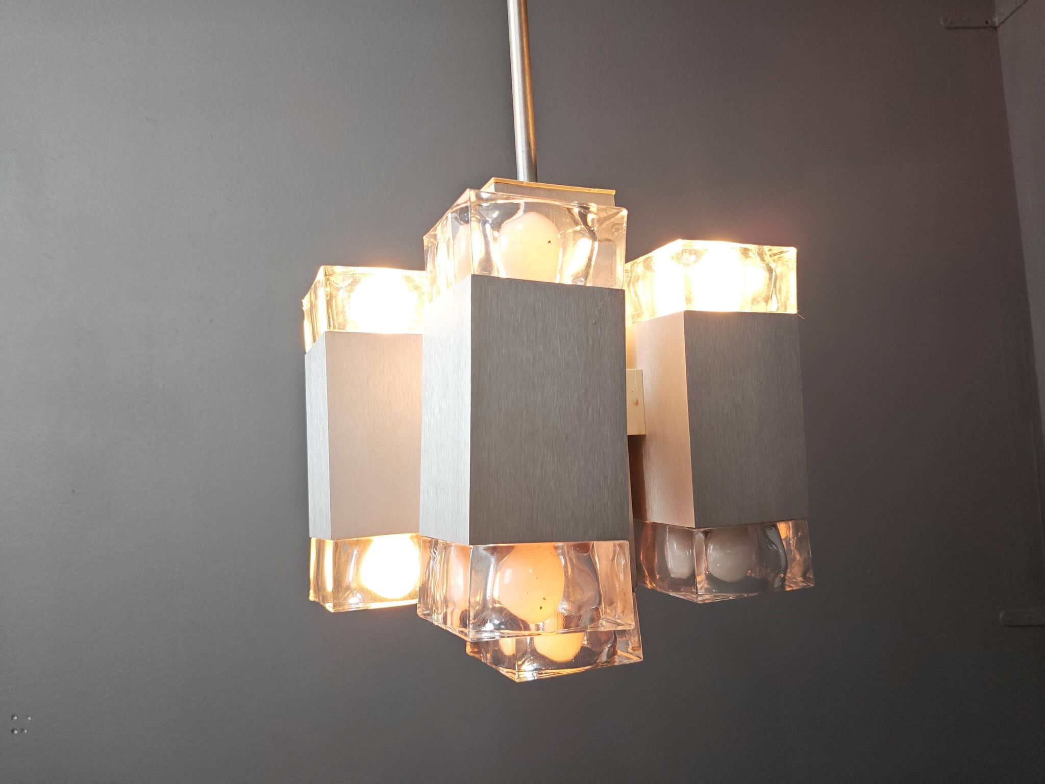 Vintage Italian cubic chandelier by Gaetano Sciolari, 1970s