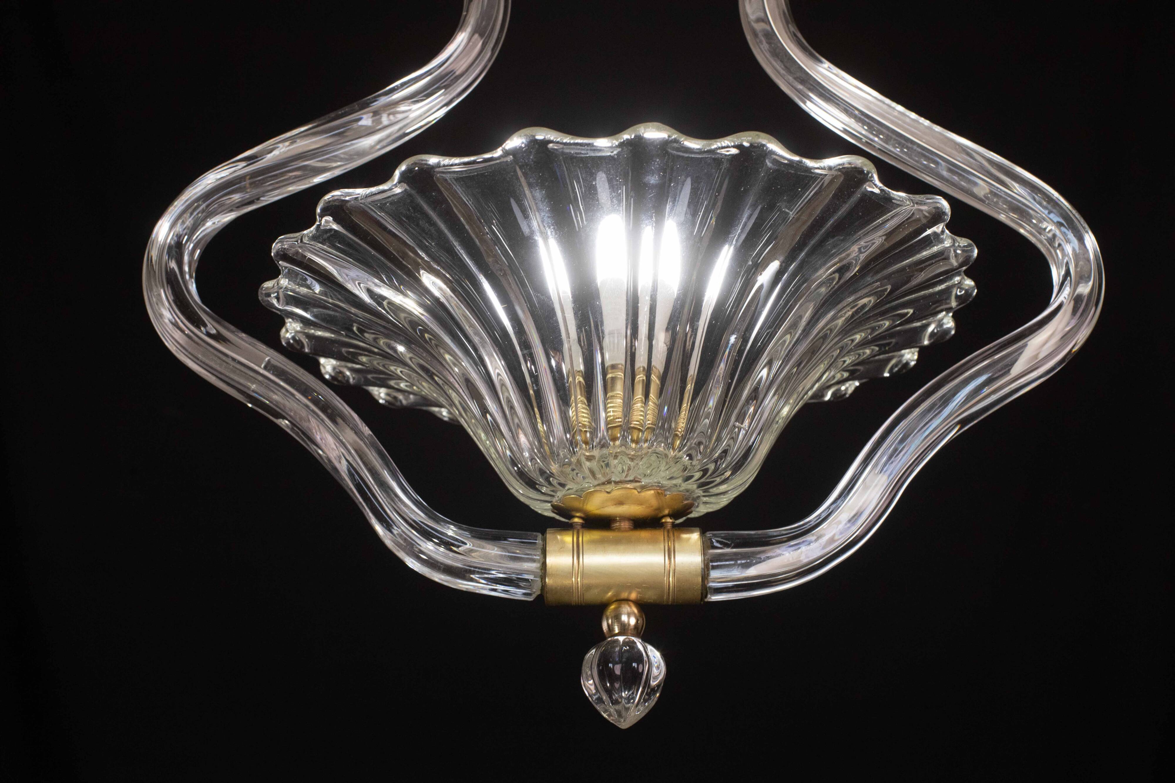 Trasparent Murano Glass Chandelier by Barovier e Toso, 1950s