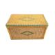 Large vintage wicker chest with green decoration.