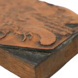 Grande plaque d'imprimante antique gravure bloc d'impression floral cuivre bois ensemble de 6