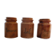 3 pots à épices avec bouchon en liège crouté.