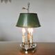 Authentic antique bouillotte lamp in chrome bronze with 3 lights, 1930s.
