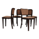 Set of 4 Thonet Art Deco chairs, 1930s, fabric and walnut