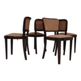 Lot de 4 chaises Thonet art déco 1930, tissu et noyer