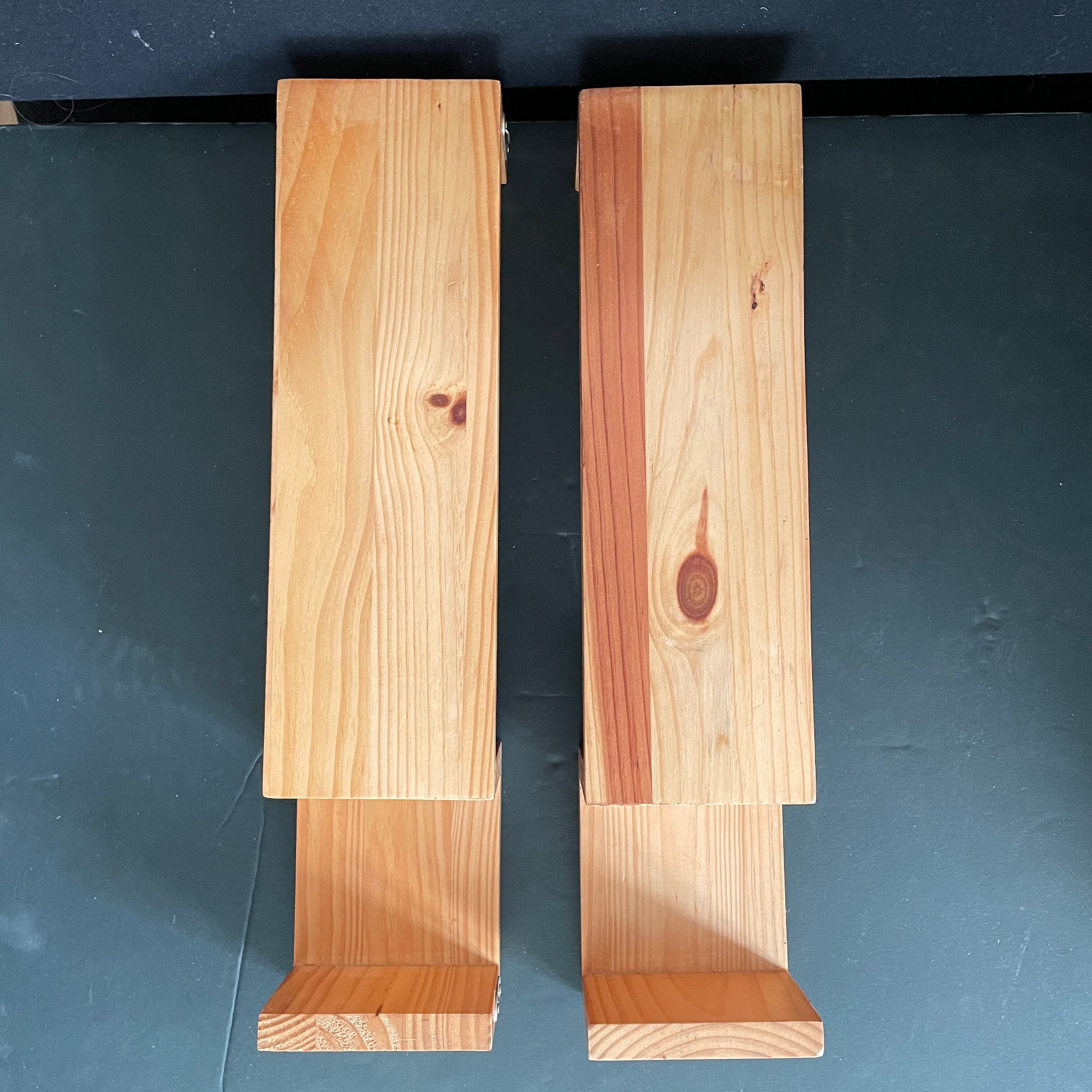 Pair wooden wall shelves 1970