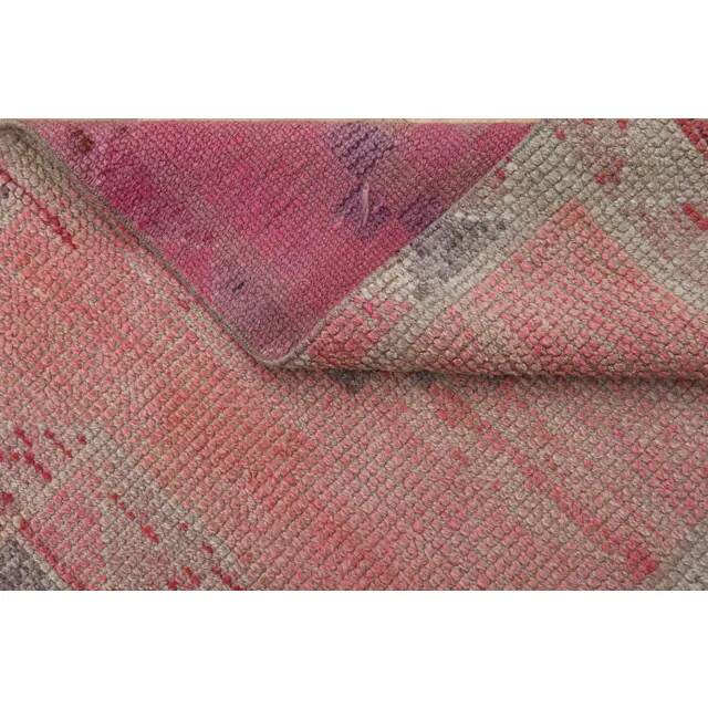 Pink Turkish Vintage Handmade Woven Wool Oushak Runner Rug 78x330