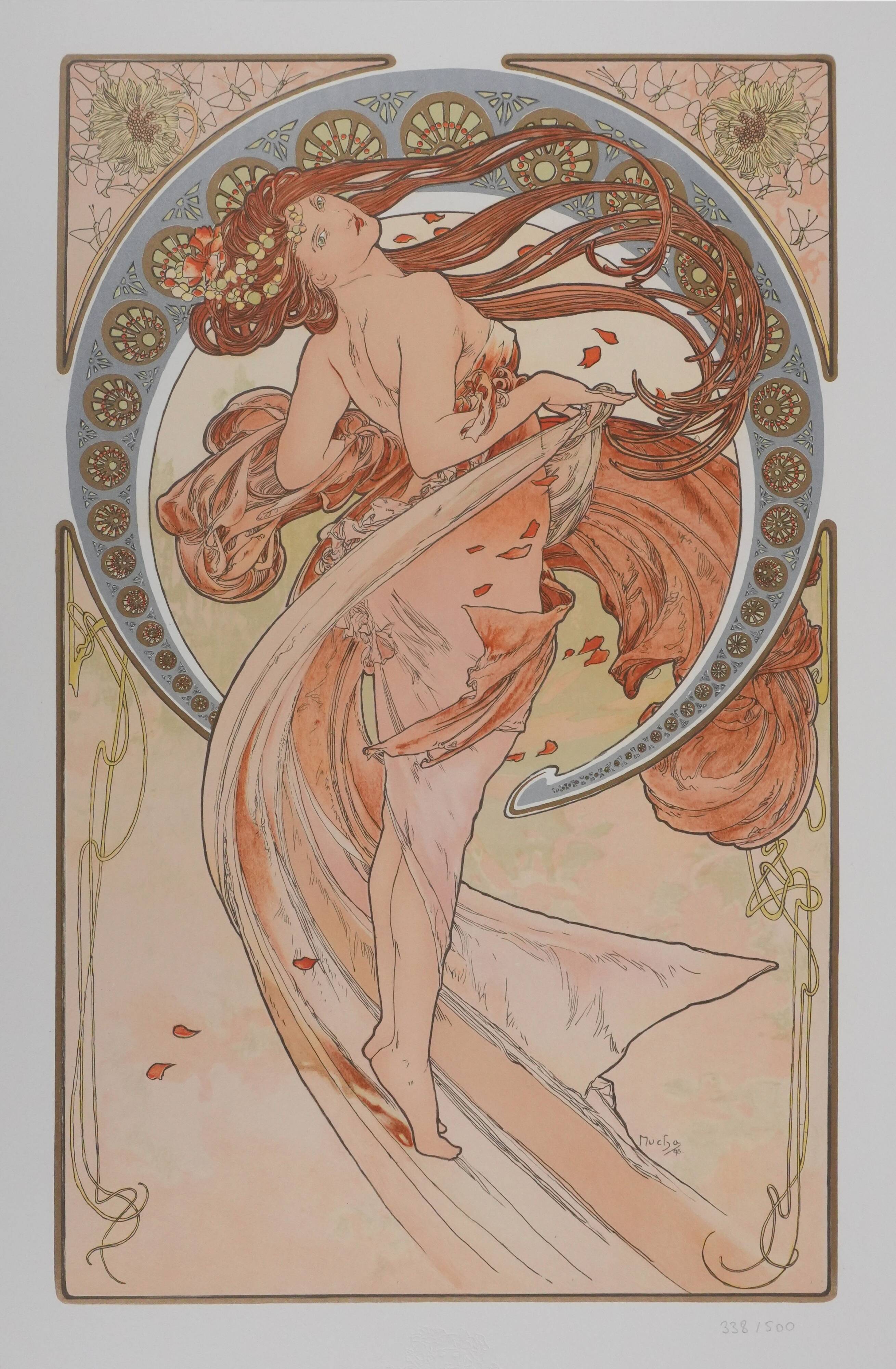 Alphonse Mucha: The Arts, Dance, signed lithograph
