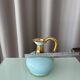 Vintage A. Bayer Belgium Turquoise Crackle Ceramic Jug with Gold