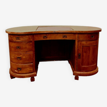 Kidney-shaped desk in solid cherry wood 20th century