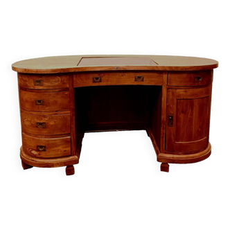 Kidney-shaped desk in solid cherry wood 20th century