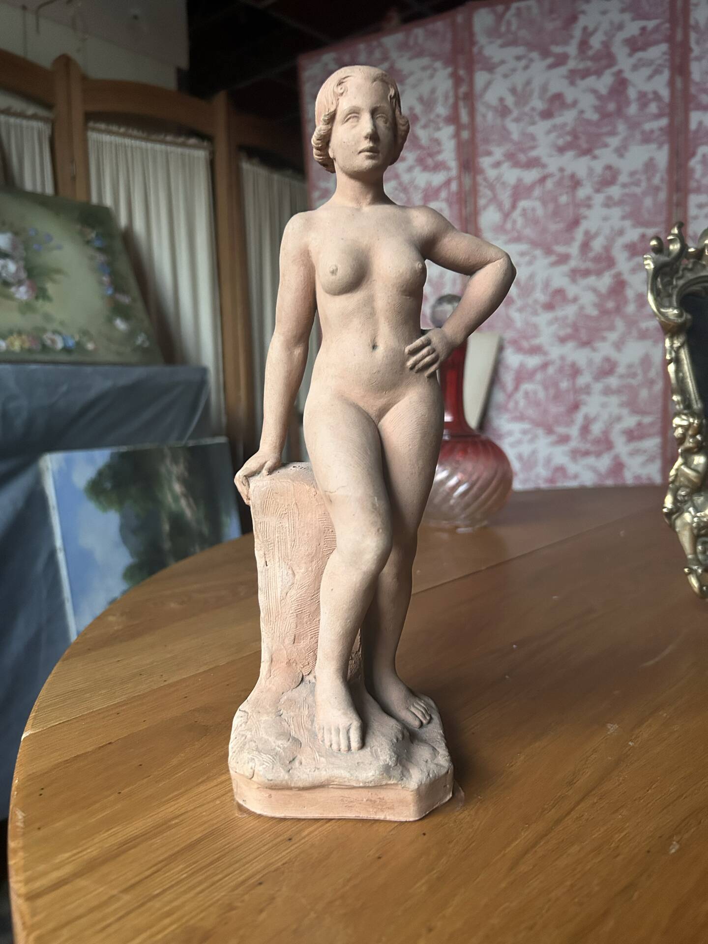Art Deco terracotta sculpture signed Deloner – a beautiful classic.