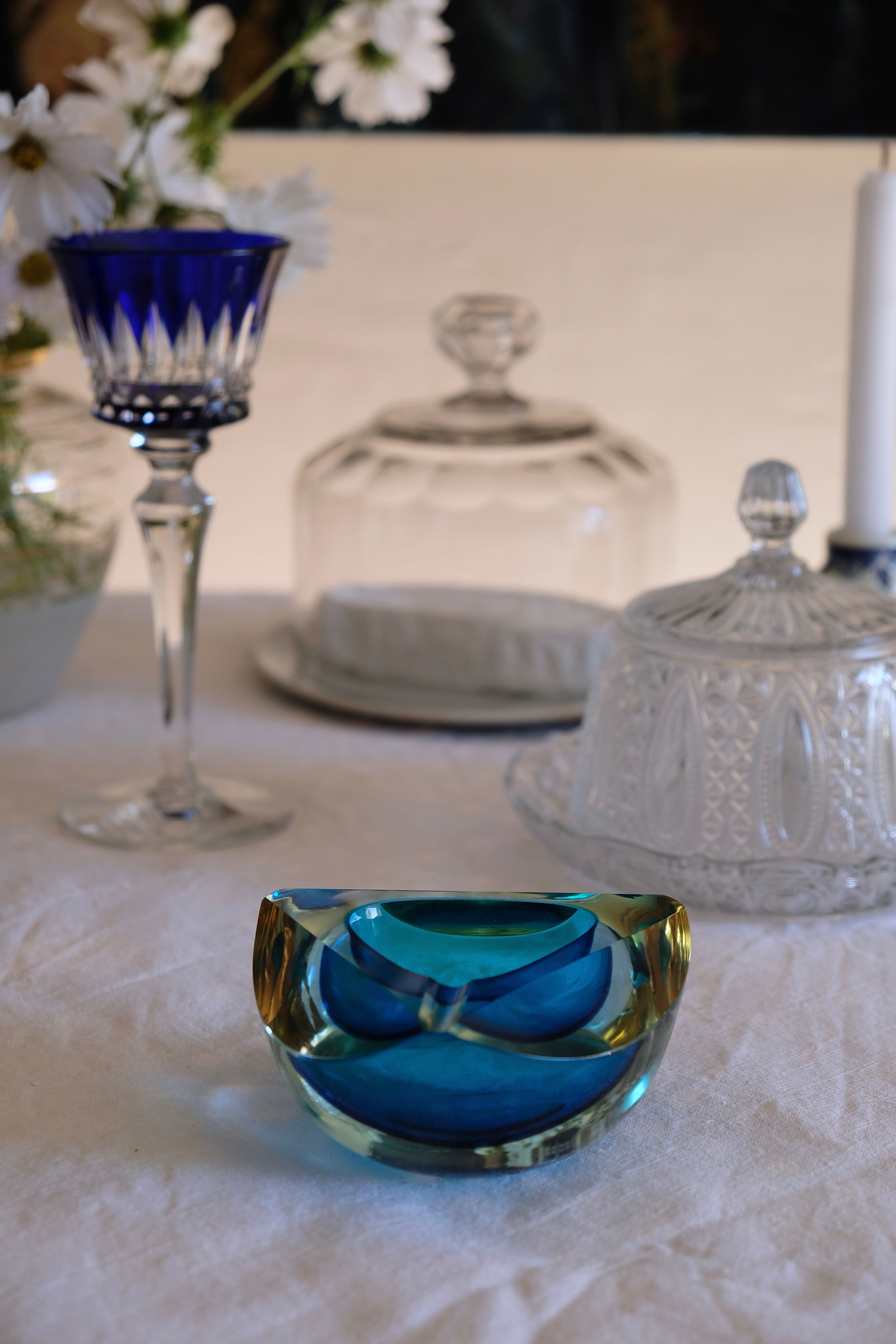 Diamond ashtray in Murano glass by Seguso