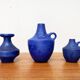Vases minimalistes allemands bleu cobalt du milieu du siècle de Hartwig Heyne Pottery, années 1960, ensemble de 3