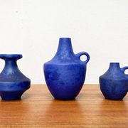 Mid-century German minimalist cobalt blue vases by Hartwig Heyne Pottery, 1960s, set of 3.