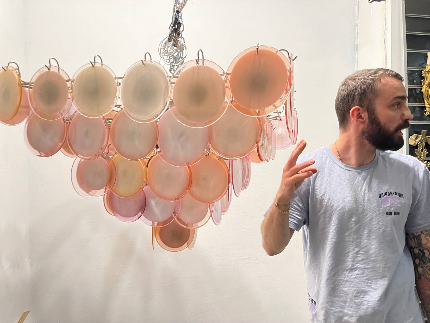 Large Murano Glass Disc Chandelier 1980’s