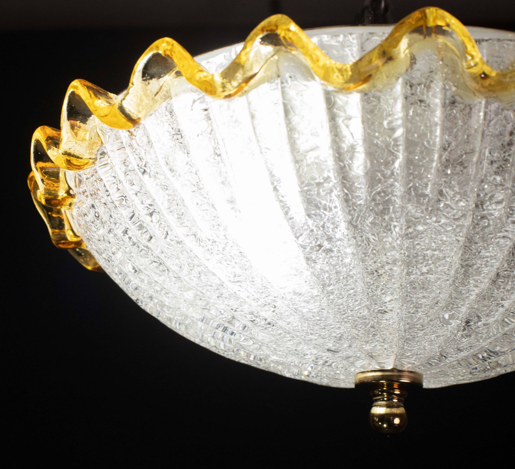 Set of 2 Charming Italian Yellow Murano Glass Ceiling Fixture, Murano, 1970