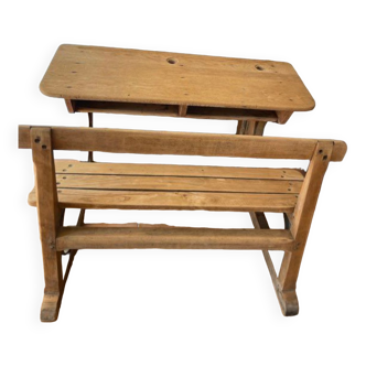 Vintage desk in raw light wood