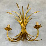 Wall lamp ear of wheat golden foliage Hans Kogl, style Hollywood Regency