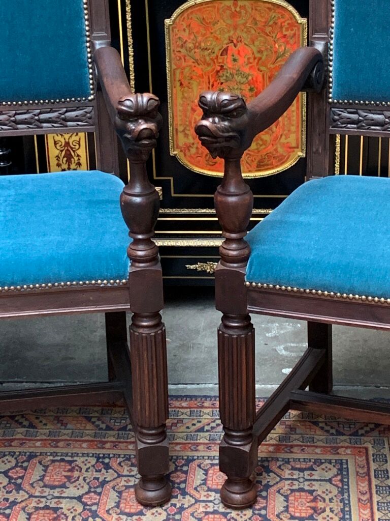 Pair of Renaissance-style armchairs