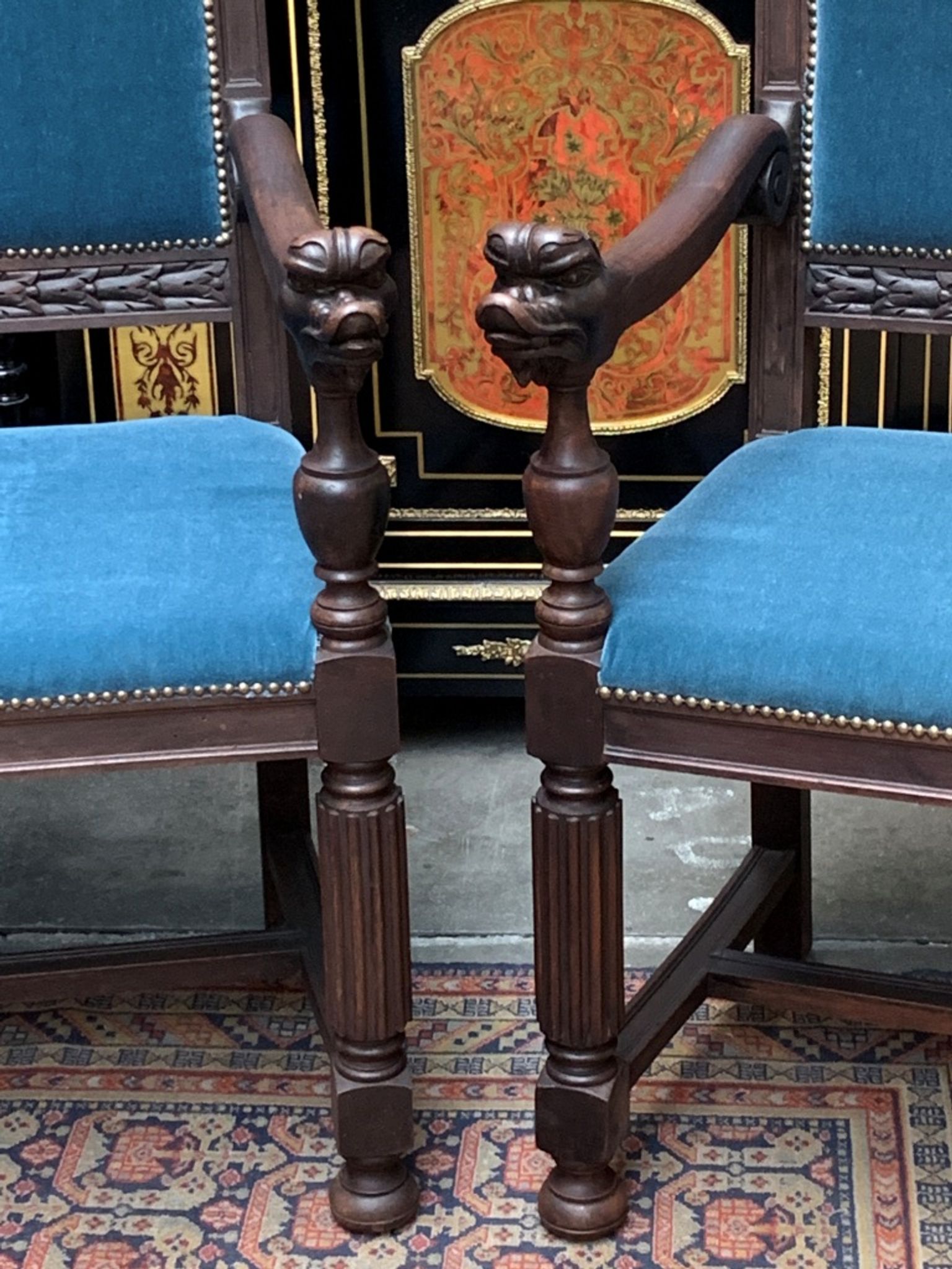 Pair of Renaissance-style armchairs