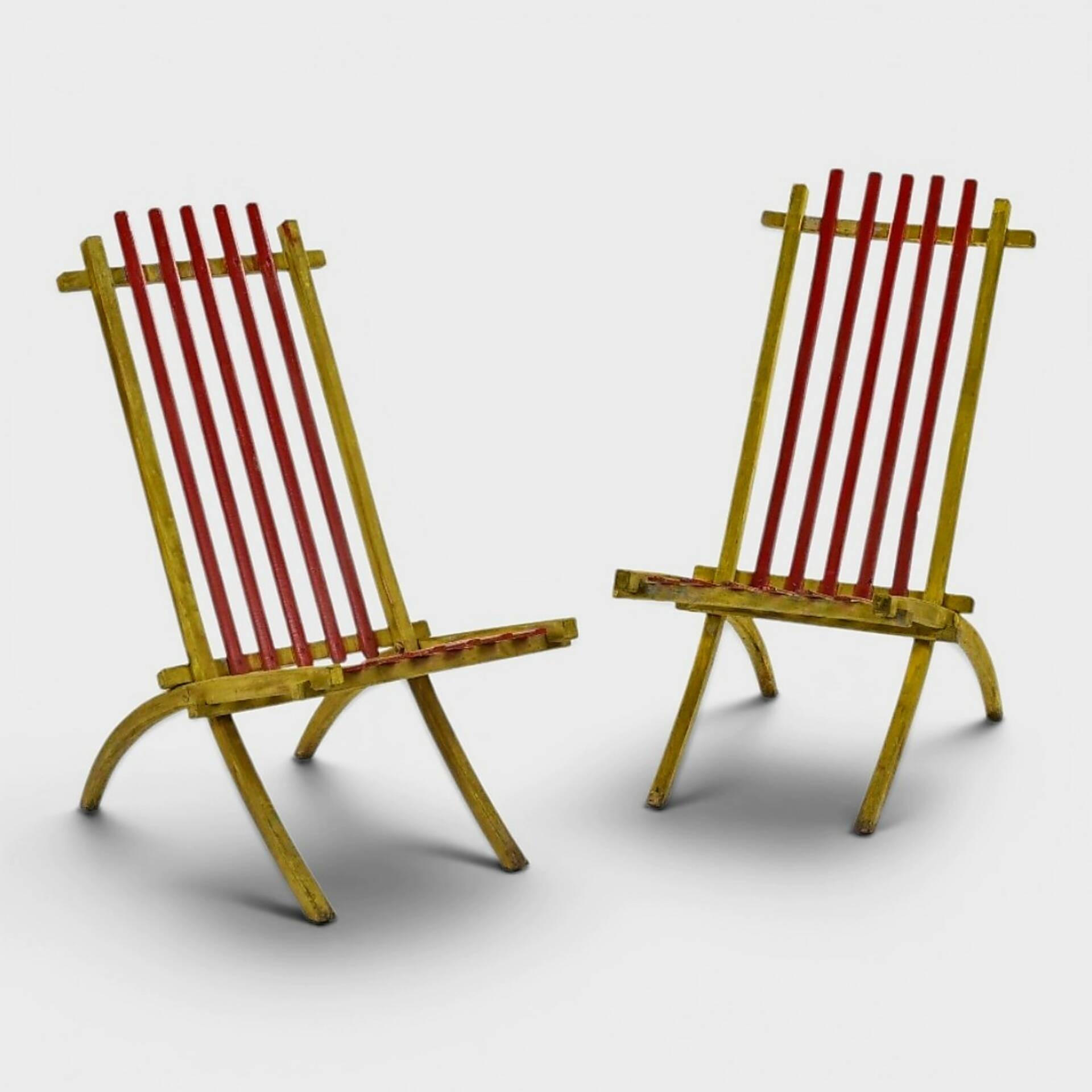 Rare pair of Thonet Frères armchairs – Original polychromy – 1930
