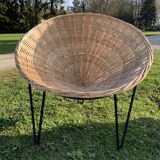 Pair of wicker basket armchairs