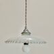 Art Deco opaline pendant light with metal lace balcony
